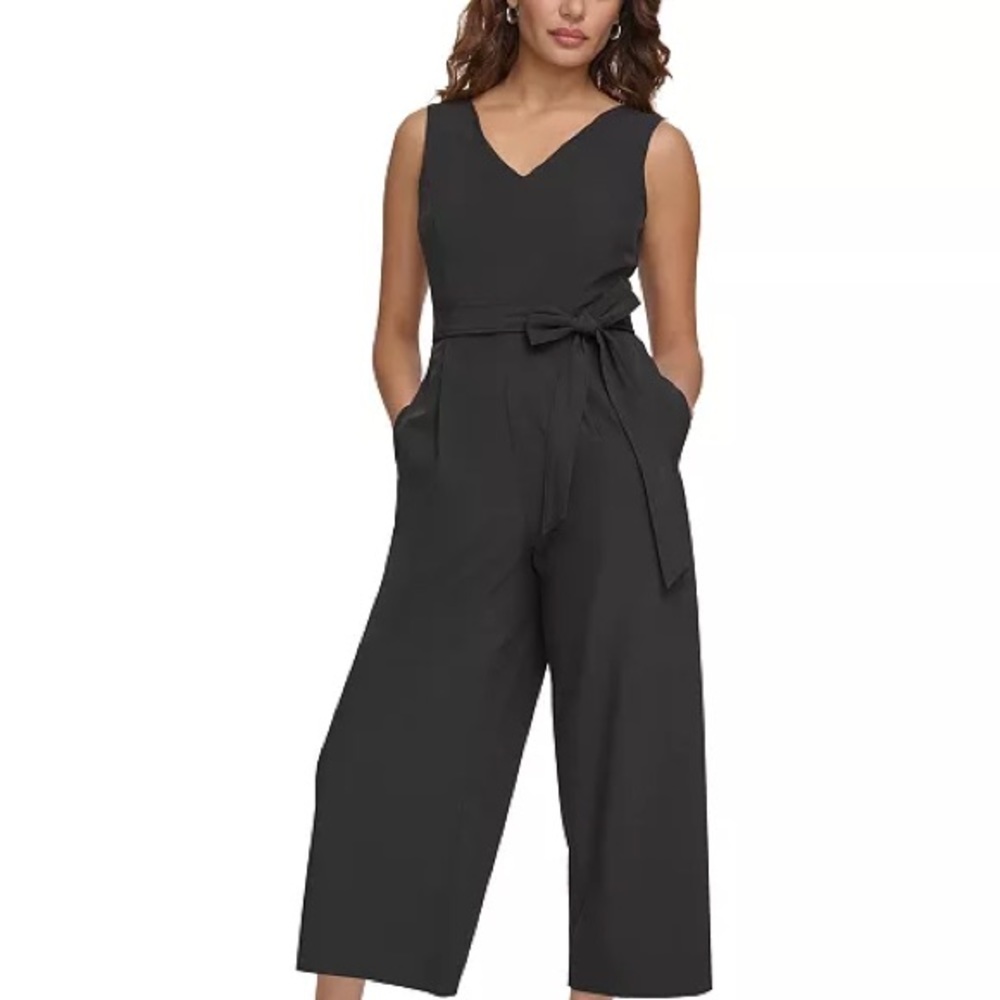 CALVIN KLEIN Belted Wide Leg Jumpsuit Size 2